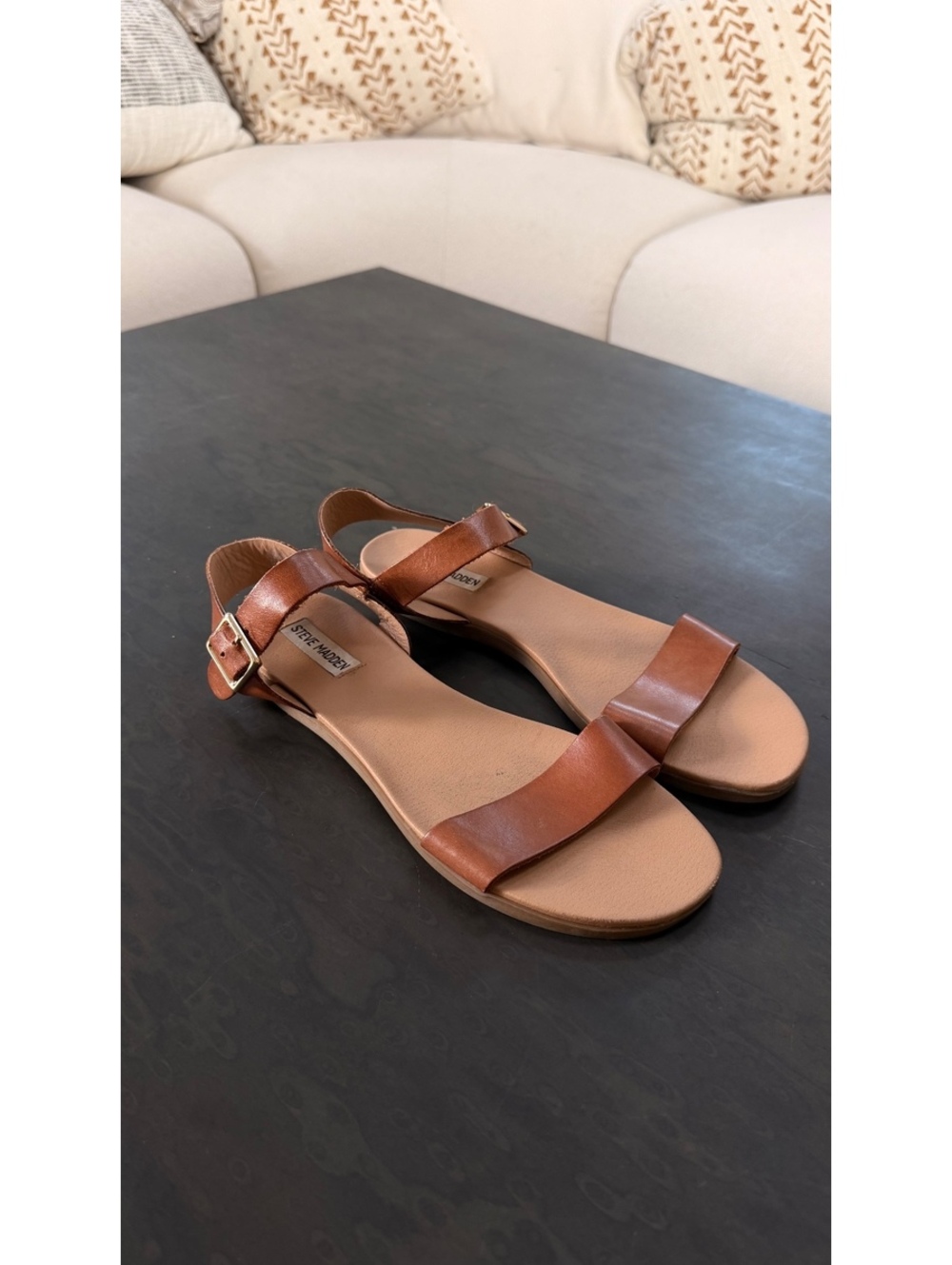 Steve Madden Brown Leather Strap Sandals